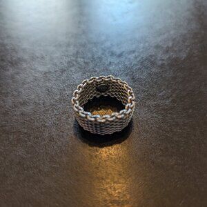 Tiffany & Co Somerset Mesh Ring Sterling Silver size 7.5